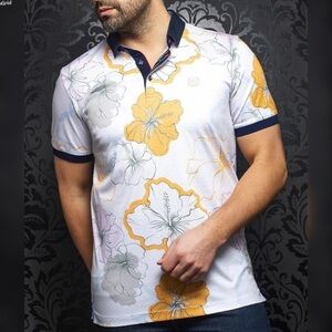 Men's Polo Au Noir MOLOKAI, White/Orange XLarge BRAND NEW)